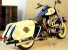 Blue-White Large Scale Handmade Tinplate Harley Davidson Model