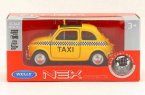 Yellow 1:36 Scale Kids Welly Diecast Fiat Nuova 500 Taxi Toy