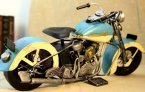 Handmade Medium Scale White-Blue Tinplate Harley Davidson Model