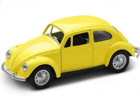 Kids 1:36 Scale Pink / Yellow / Gray Diecast 1967 VW Beetle Toy