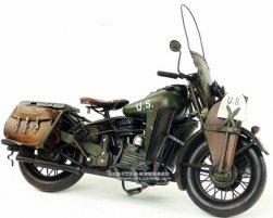 Tinplate Army Green Large Scale 1942 Harley Davidson WLA Model