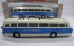 1:72 Scale Blue-White Die-Cast Ikarus 66 Bus Model