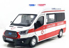 White-Red 1:35 Scale Kid Diecast Ford Transit Ambulance Van Toy