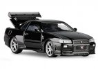 Kids 1:32 Scale Blue /Black Diecast Nissan Skyline GT-R R34 Toy