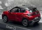 White / Red NOREV 1:43 Scale Diecast 2024 Citroen C3 Model