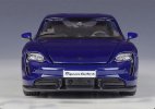 Blue / White 1:24 Bburago Diecast Porsche Taycan Turbo S Model