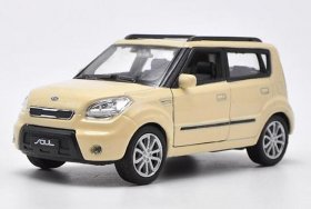 1:36 Scale Creamy White / Red Welly Diecast Kia Soul Toy