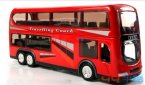 1:48 Scale Red / White / Blue Alloy Double Decker Tour Bus Model