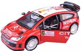 Red Bburago 1:32 Scale NO.2 Diecast 2007 Citroen C4 WRC Model