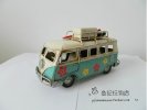 Medium Scale Blue-White Tinplate Flower Patterns Bus Model