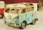 Red / Blue Handmade Small Scale Tinplate VW Bus Model