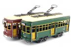 Wine Red / Green Large Scale Tinplate Vintage Tram Model