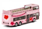 Pink 1:87 Scale Love Diecast Sightseeing Double Decker Bus Toy