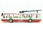 Kids Red-White Pull-back Function Diecast Trolley Bus Toy