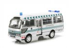 White HK St . Johns Ambulance Toyota Coaster Diecast Coach Bus