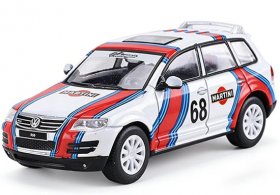 White-Red 1:64 Scale Martini Diecast VW Touareg R50 SUV Model