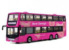 1:42 Scale Pink Die-Cast WUZHOULONG Double-Deck Bus Model