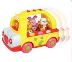 Yellow Cartoon Kids Educational School Bus Toy