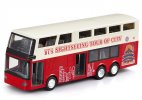 Opening Doors Red-Creamy White Plastic R/C Double Decker Bus Toy