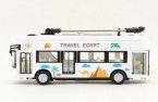 Kids White Travel Egypt Diecast Double Decker Trolley Bus Toy