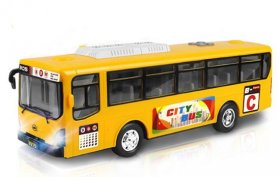 Large Scale Green / Yellow Kids Plastics City Bus Toy