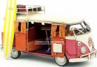 Medium Size Red-White Tinplate Vintage 1966 VW Bus Model