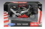 Welly Black / White 1:10 Diecast Aprilia RSV 1000R Model