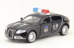 White / Black 1:32 Scale Police Diecast Bugatti Galibier Toy
