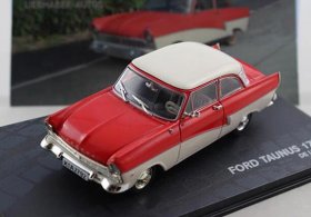 Red-White 1:43 Scale IXO Diecast Ford Taunus 17M P2 Model