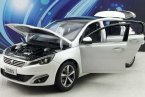 White / Blue 1:18 Scale Diecast Peugeot 308S Model