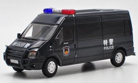 GCD 1:64 Scale Police Black Diecast Ford Transit Model