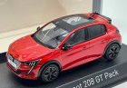 Red 1:43 Scale NOREV Diecast Peugeot 208 GT Pack Model