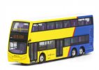 1:120 Yellow-Blue Diecast ADL Enviro 500 Double Decker Bus Model