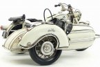 Medium Scale White Handmade Tinplate 1960 BMW R60 Sidecar Model