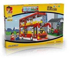 514 Pieces Red Kids Building Blocks Double Decker Bus Toy