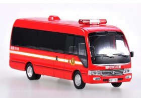 1:64 Scale Fire Dept Red Diecast Toyota Coaster Coach Bus Model