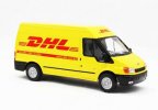 Yellow 1:32 Scale DHL Theme Diecast Ford Transit Van Model