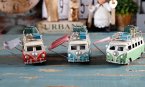 Red / Green / Blue Small Scale Tinplate VW Camper Bus Model