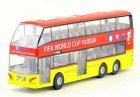 Red-Yellow 2018 Russia World Cup Diecast Double Decker Bus Toy