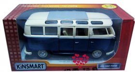 1:36 Scale Blue-White VW School Bus Model