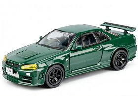 1:64 Green / Purple / Gray Diecast Nissan GT-R R34 Skyline Model