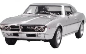 Silver /Wine Red 1:24 Welly Diecast 1967 Pontiac Firebird Model
