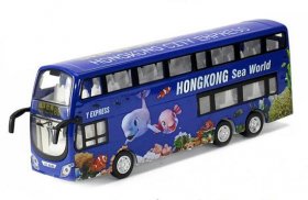 Blue Kids Hong Kong Sea World Die-cast Double Decker Bus Toy