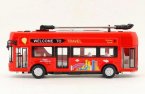 Kids Red Pull-Back Diecast Double Decker Trolley Bus Toy