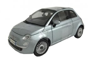 1:24 Scale Silver-Blue MondoMotors Diecast FIAT 500 Model