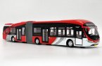 Red-White 1:43 Scale Diecast Yinlong Articulated Bus Model