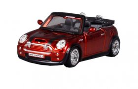 1:32 Wine Red Bburago Diecast Mini Cooper S Cabrio Model