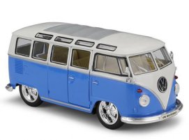 Blue-White 1:24 Scale Welly Diecast VW T1 Bus Model