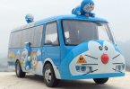 Kids Blue Pull-Back Function Diecast Doraemon School Bus Toy