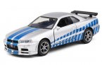 Kids 1:36 Scale Diecast Nissan Skyline GT-R R34 Toy